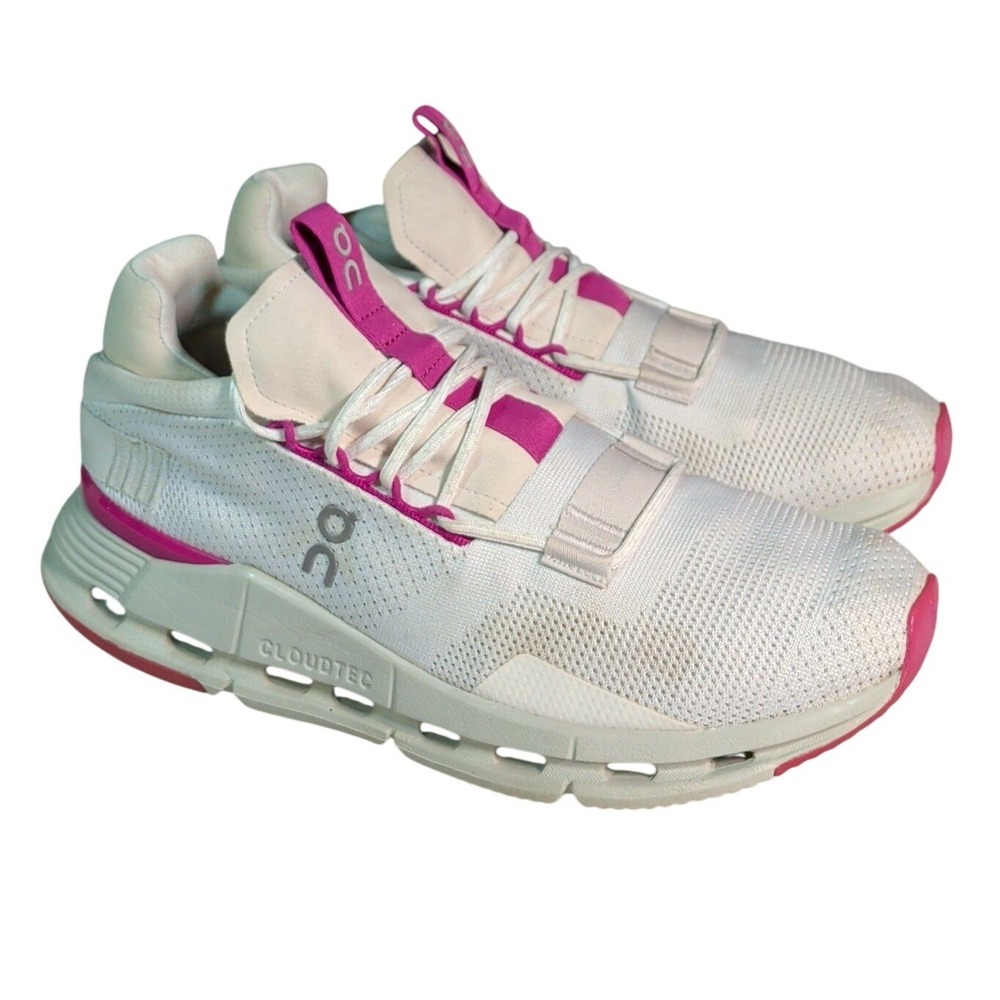On Cloudnova Shoes Womens Size 8.5 White Pink CloudTec Running Sneakers 26.98125